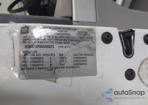 2008 Chevrolet Equinox Ls z USA, uszkodzony, nr VIN 2CNDL13F886299279